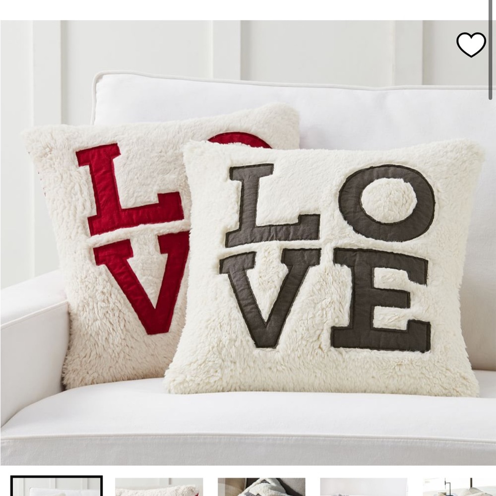 Pottery Barn White Pillow with Red LOVE Letters - Picture 4 of 4